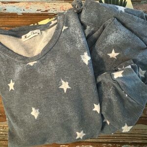 Morgan Claire navy with stars burnout tee and joggers set